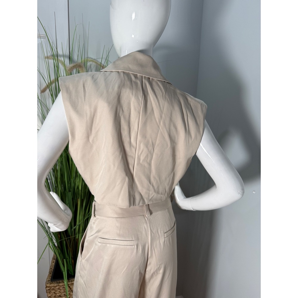 Micas Beige Two Piece Set‎ Crop Vest & Wide Leg Pants size L - Picture 11 of 12